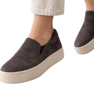 Platform Slip-on Sneakers Vince Gray Suede Warren Style Women's Size 9